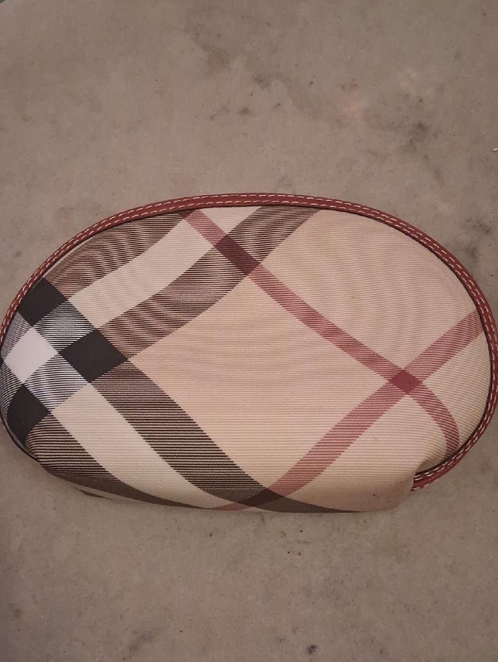 Plaid Cosmetic Pouch in Beige and Brown